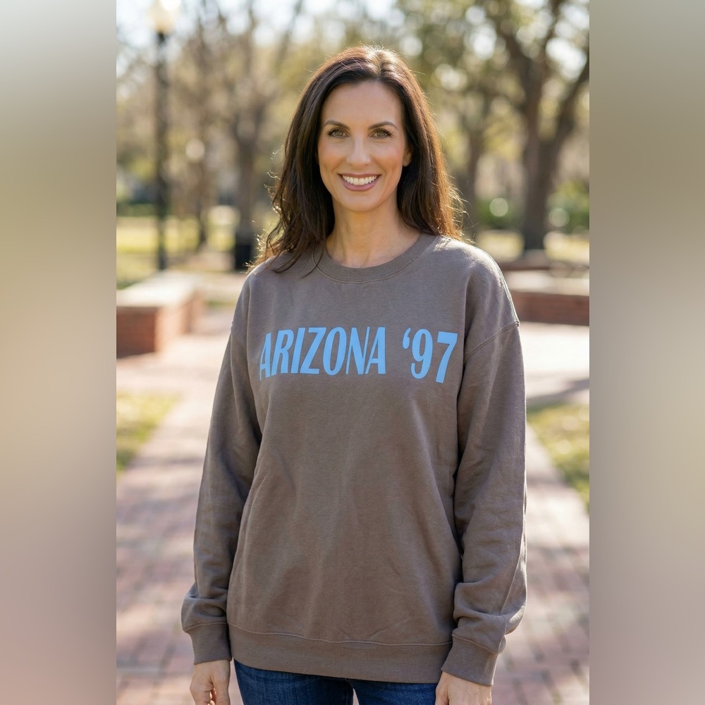 wild fable Brown Crewneck Sweatshirt with Teal "ARIZONA '97" Print - Picture 9 of 9